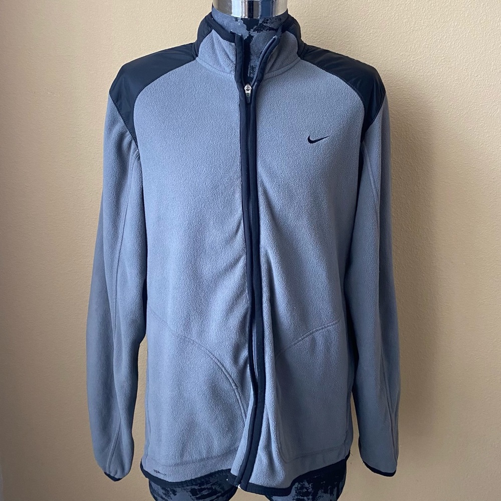 Nike Mens Gray Fleece Jacket Size Large